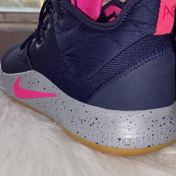 Nike Paul George PG3 A02607-401  Obsidian/Pink Blast Men's Sz 17 Basketball Shoe - Picture 4 of 10